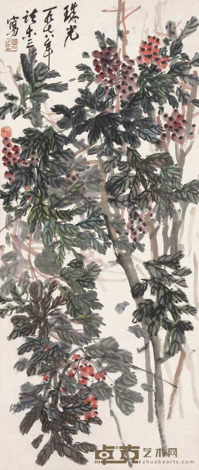 诸乐三 花卉 立轴 67×29cm